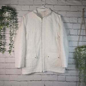 Weekends Chico Lightweight Quilted White Jacket POCKETS ZIP CLOSURE WOMENS LARGE